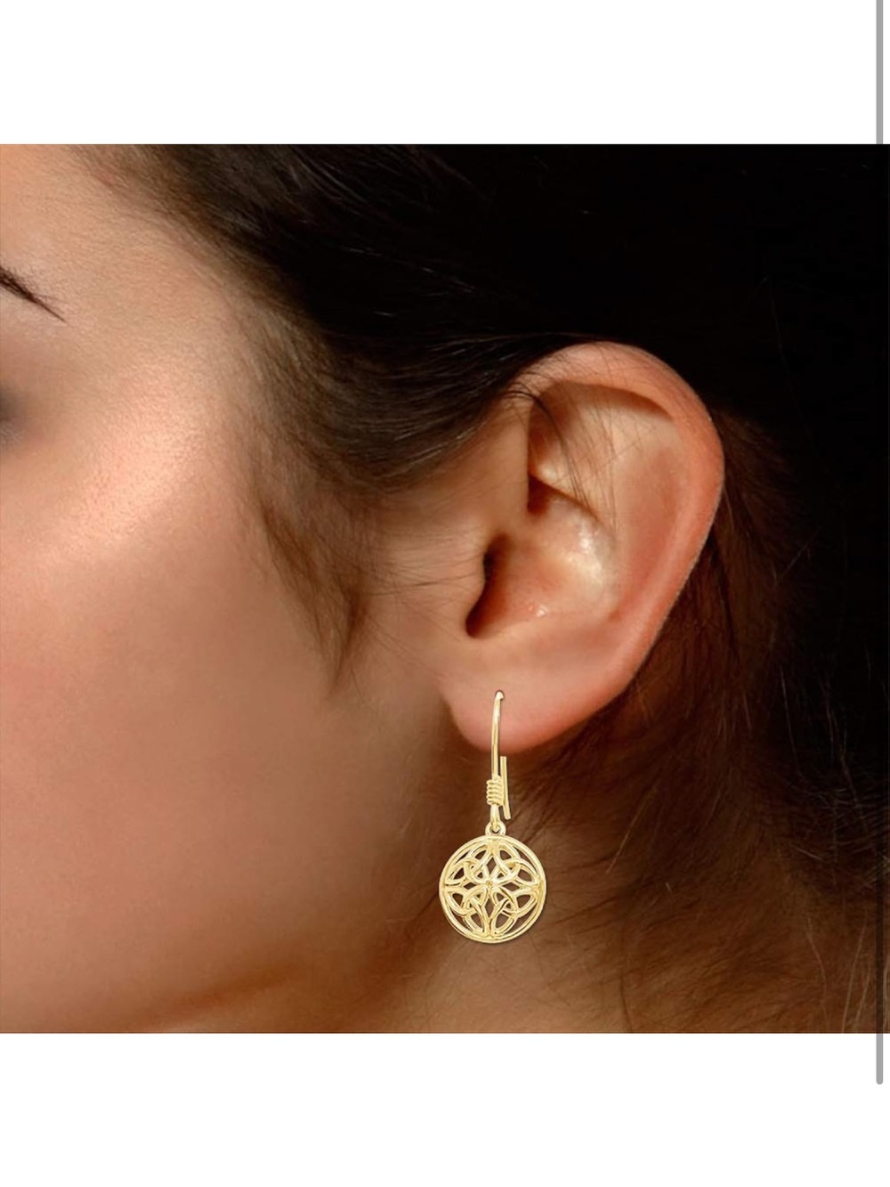 THE JEWEL ZONE Celtic Knot Round Drop Earrings In 14K Gold Over Sterling Silver